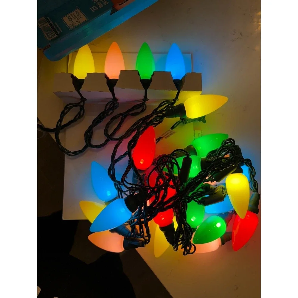 Home Accents 25 PASTEL STEADY LIT C9 LED Christmas Lights RARE! BEACH, EASTER!
